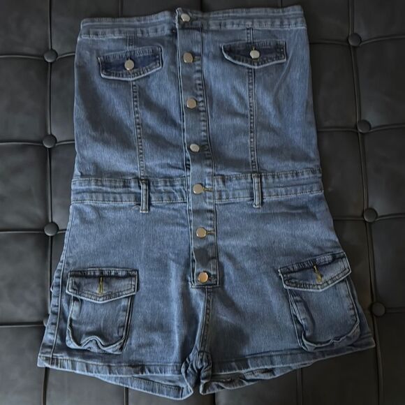 Denim Button-Up Women's Shorts